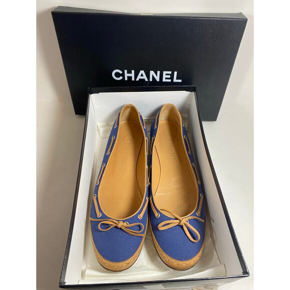 Chanel Flat Shoes Blue W8.5 - Picture 2 of 10